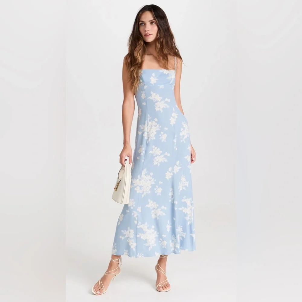 Reformation Liya Dress Bijou Blue dress gown size 6 - Picture 1 of 8